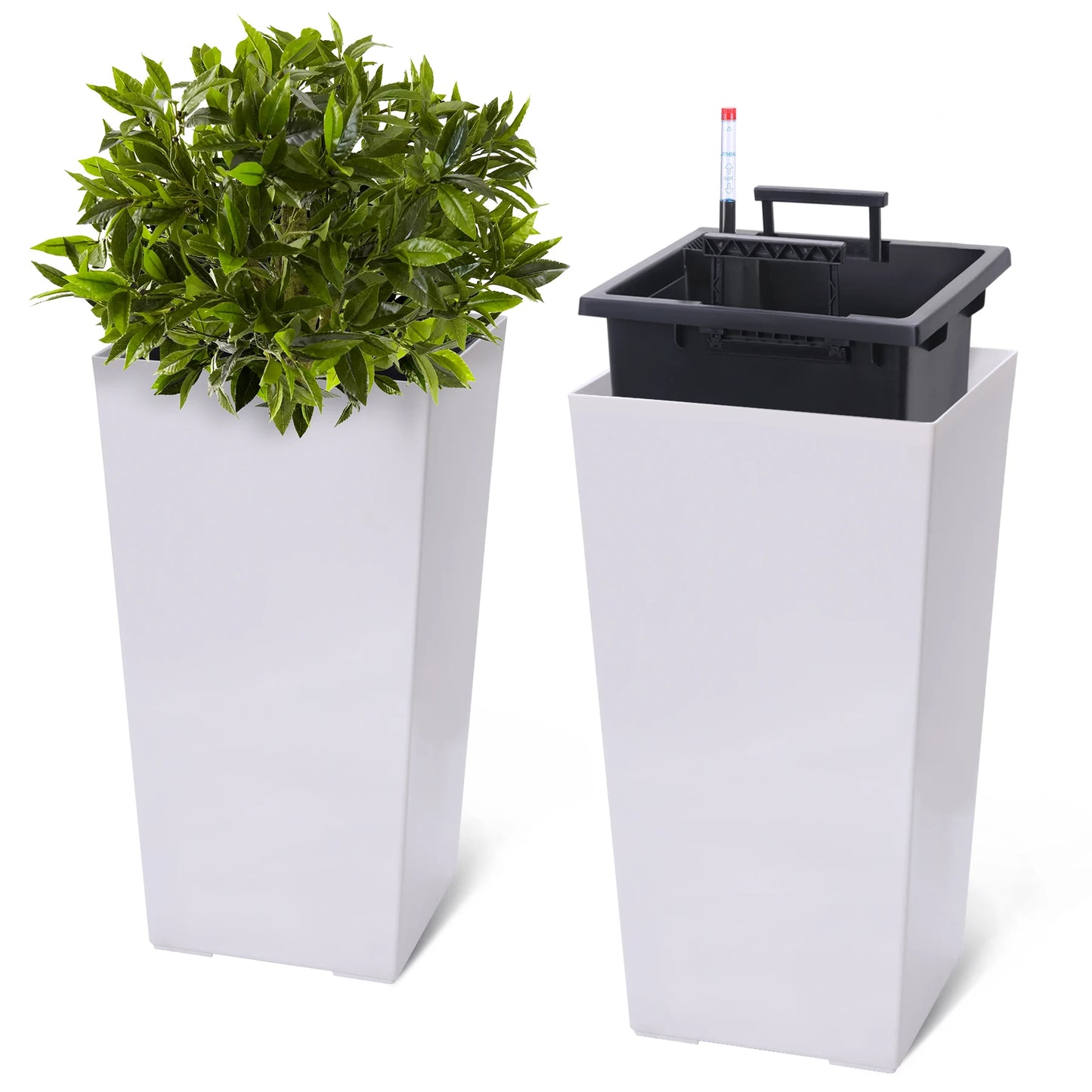 HobbyLane Taper Planter With Shelf Insert For Indoor Outdoor