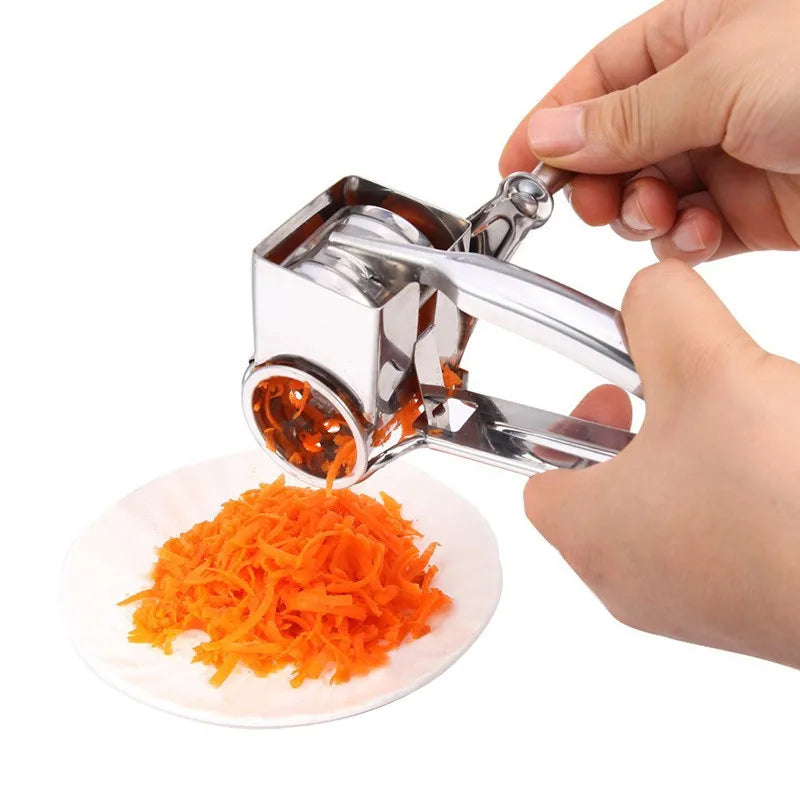 LMETJMA Rotary Cheese Grater 3 Drums Stainless Steel Slicer KC0003
