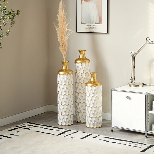 TWISTER.CK Floor Vase Set Modern Metal Drop Shaped Vases