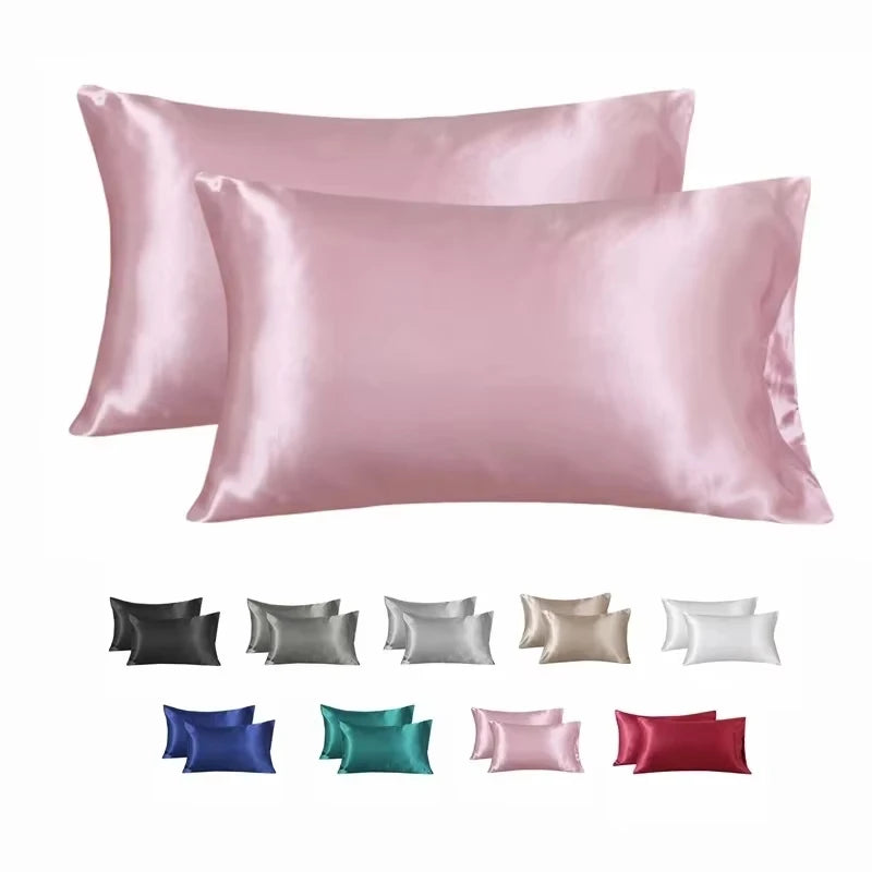 Solid Polyester Cotton Pillowcase Soft Satin Look Pillow Cover