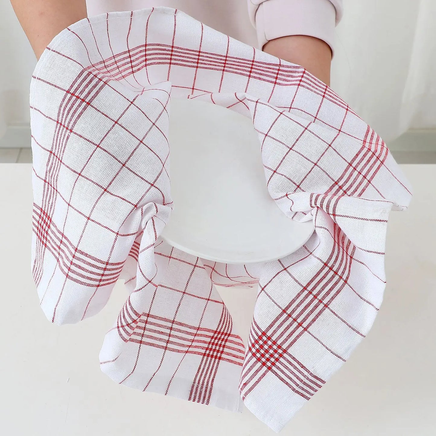 Classic Plaid Dish Towel Scouring Pad Polyester Cloth
