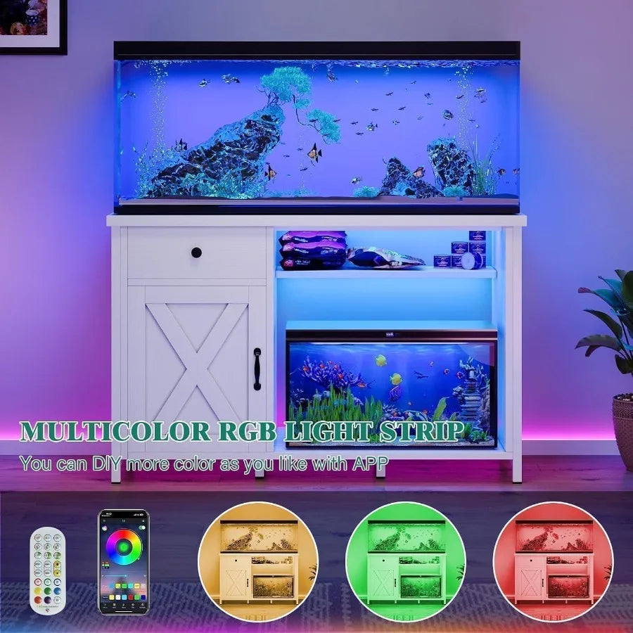Fish Tank Stand With LED Light And Power Outlets