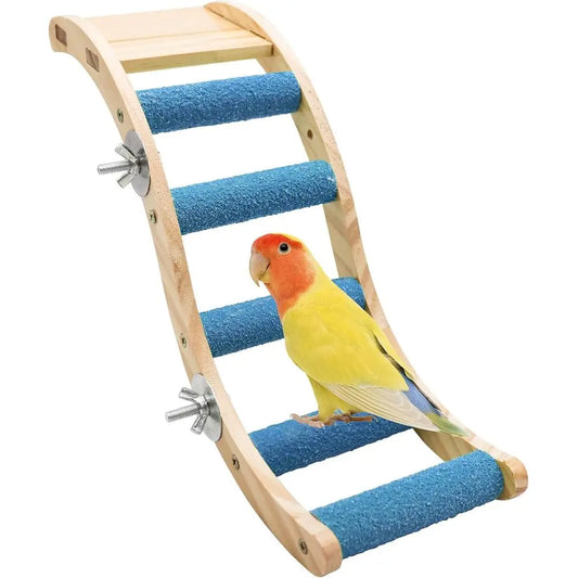 Wooden Bird Ladder Bridge Climbing Toy Parrots Hamsters