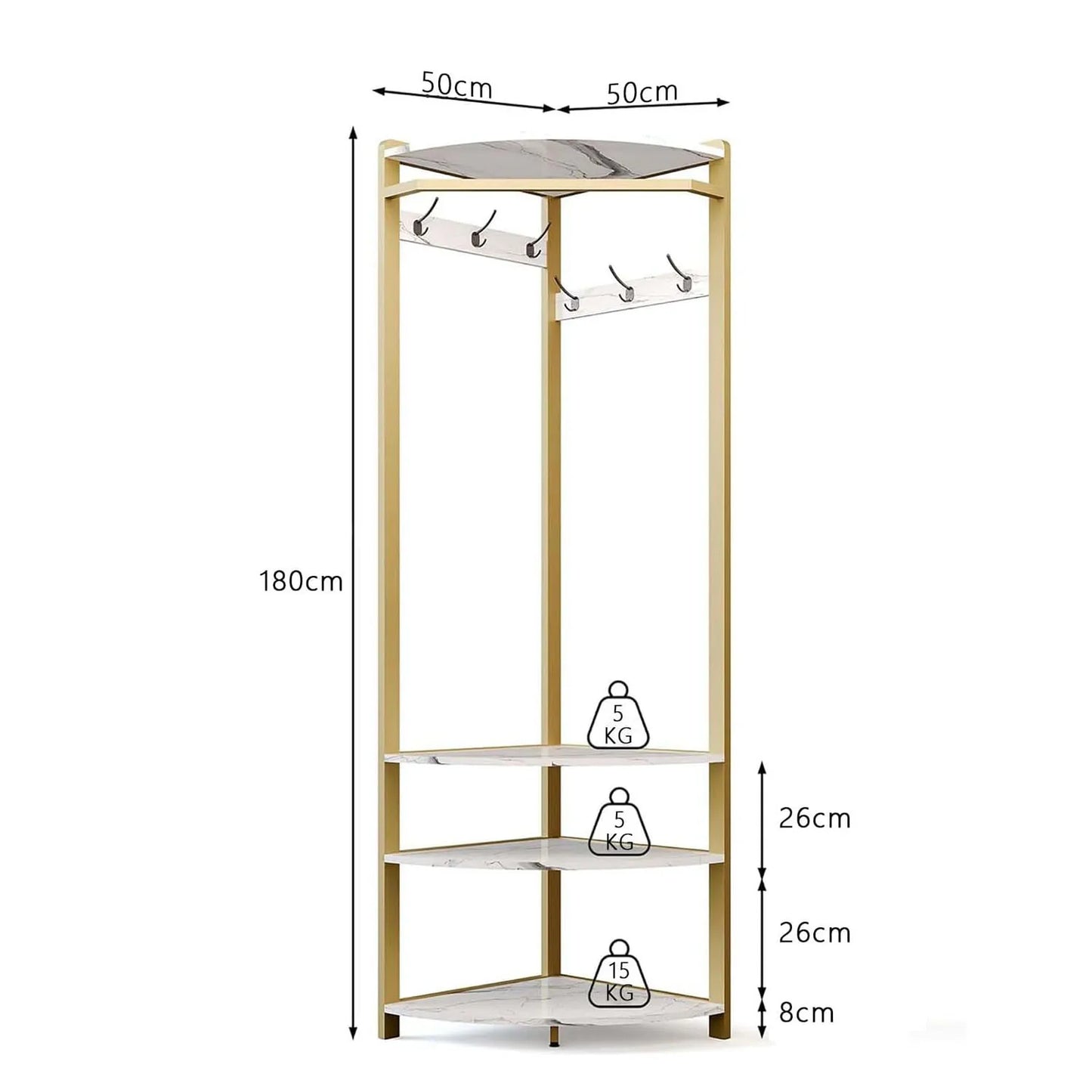 HiMISS Corner Coat Rack Stand Hall Tree With 6 Hooks