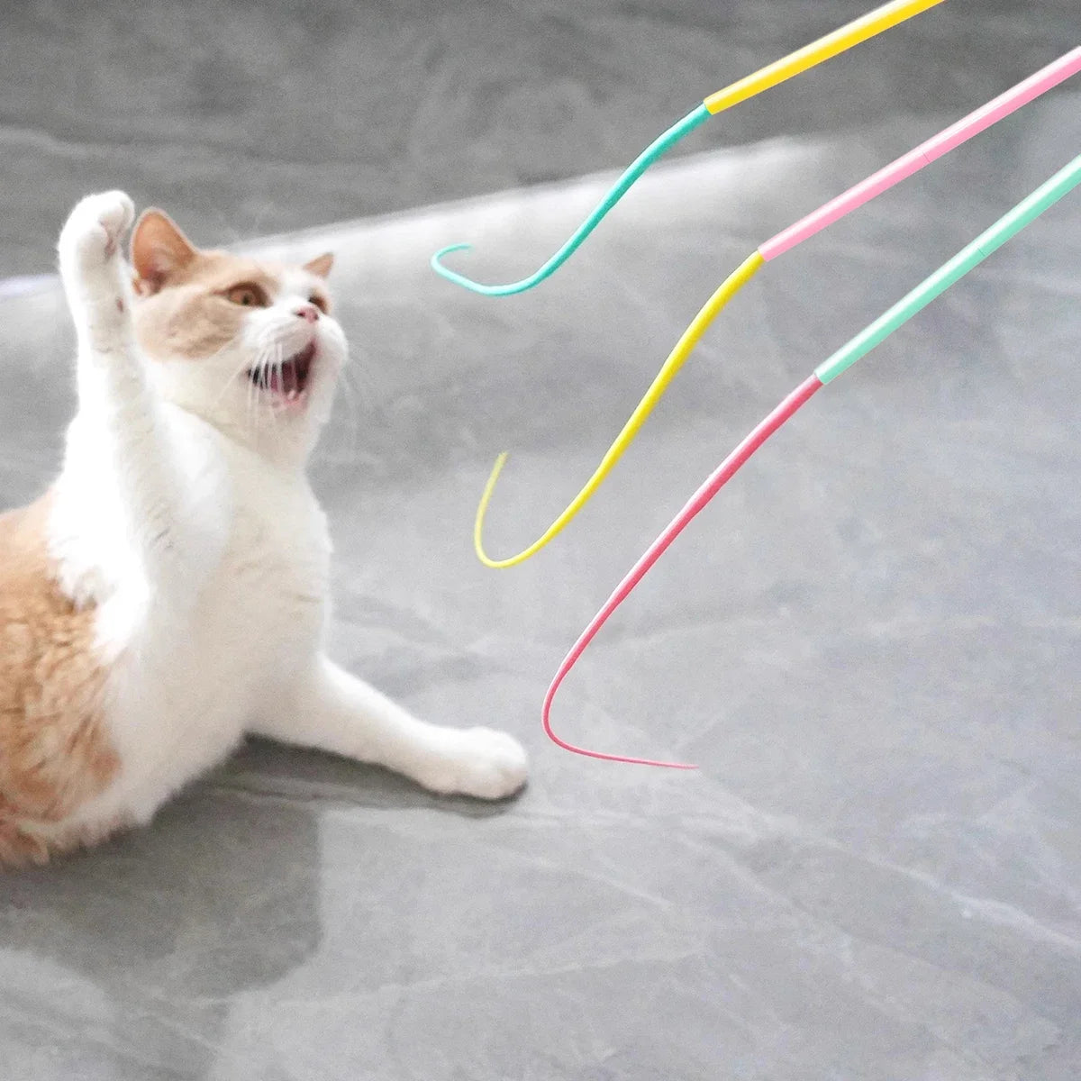 Mouse Tail Cat Toy Teaser With Bell Silicone Long Tail