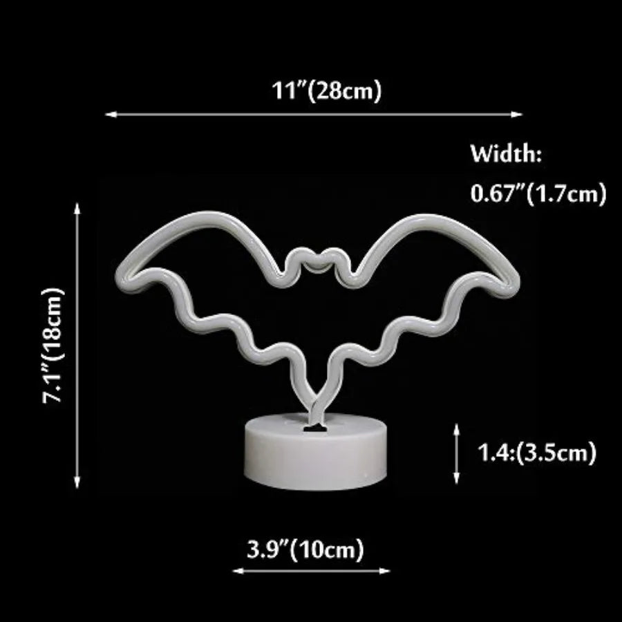 LED Neon Bat Lights Bat Shaped Sign Night Light Battery Operated