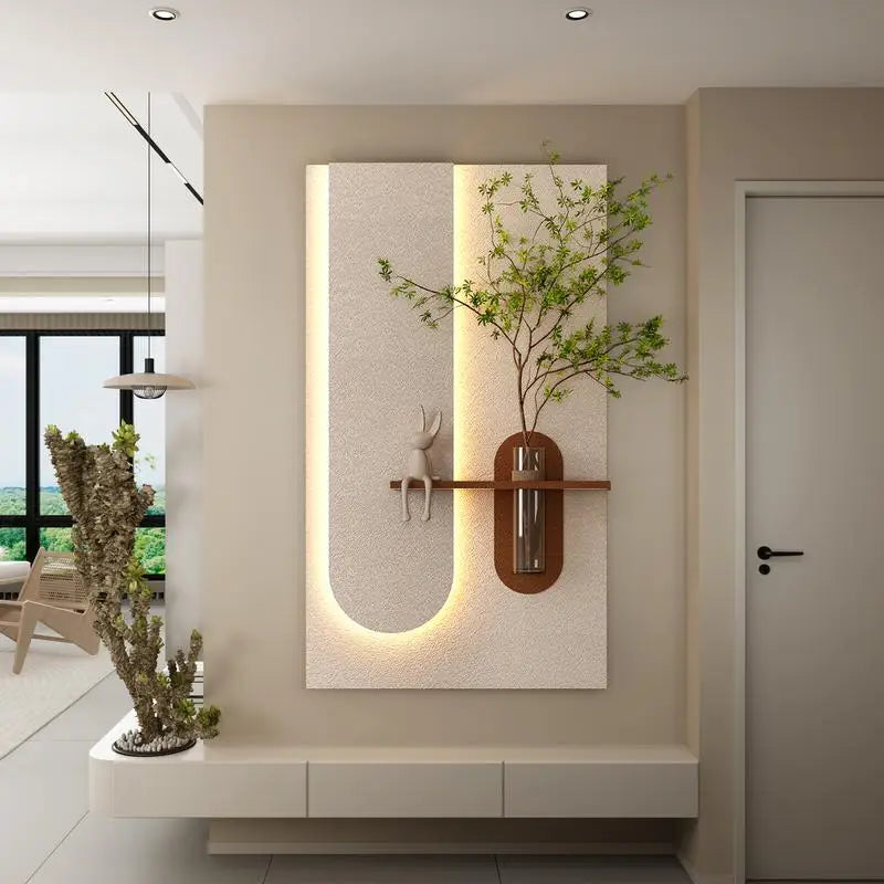 Adjustable LED Sandstone Wall Decor With Simulated Plants