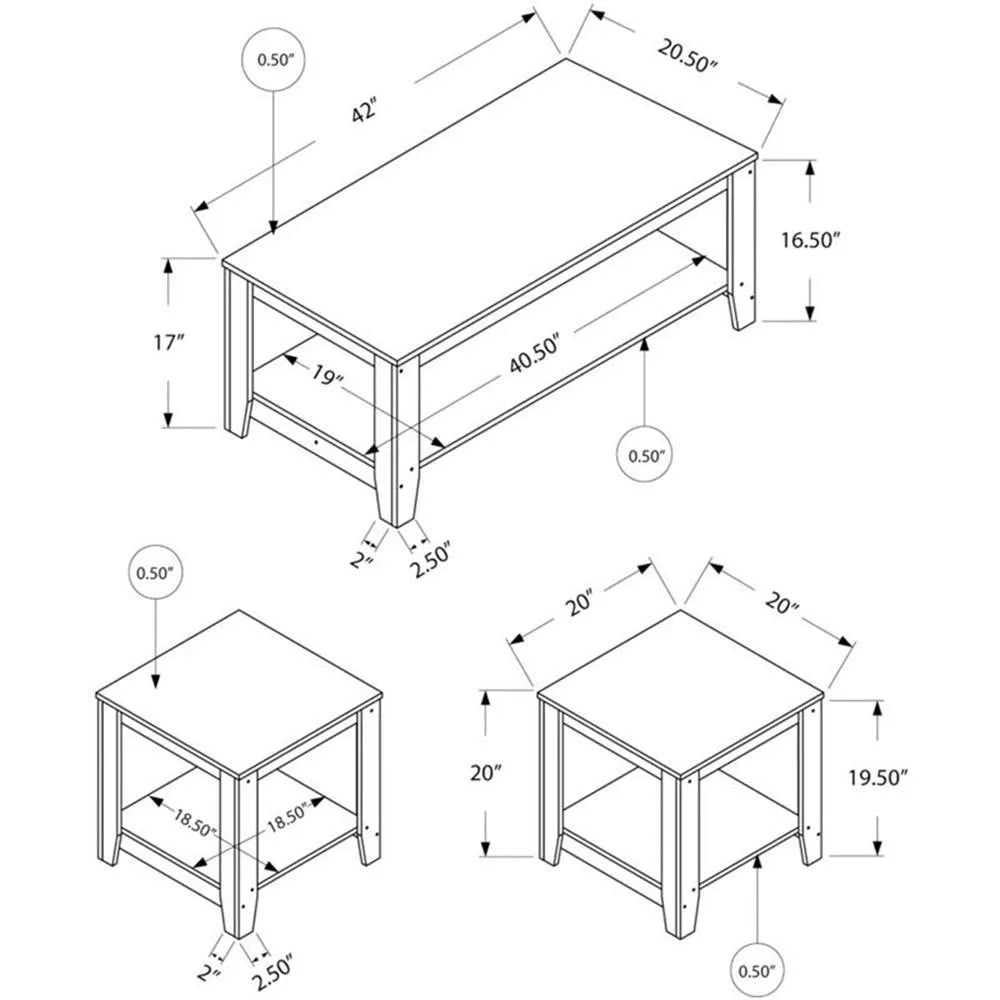 3-Piece Coffee Table and End Tables Set in Laminate