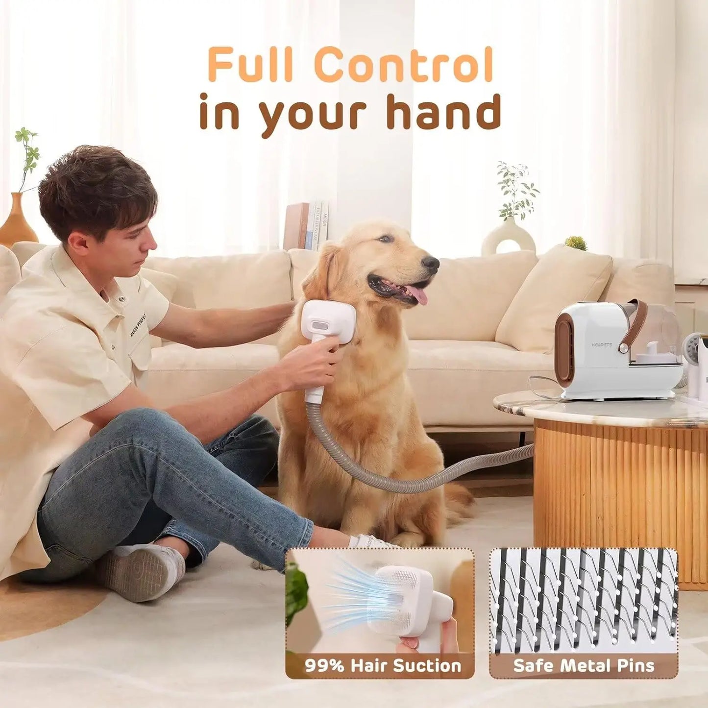 Pet Grooming Vacuum Kit With 7 Tools Low Noise Clipper