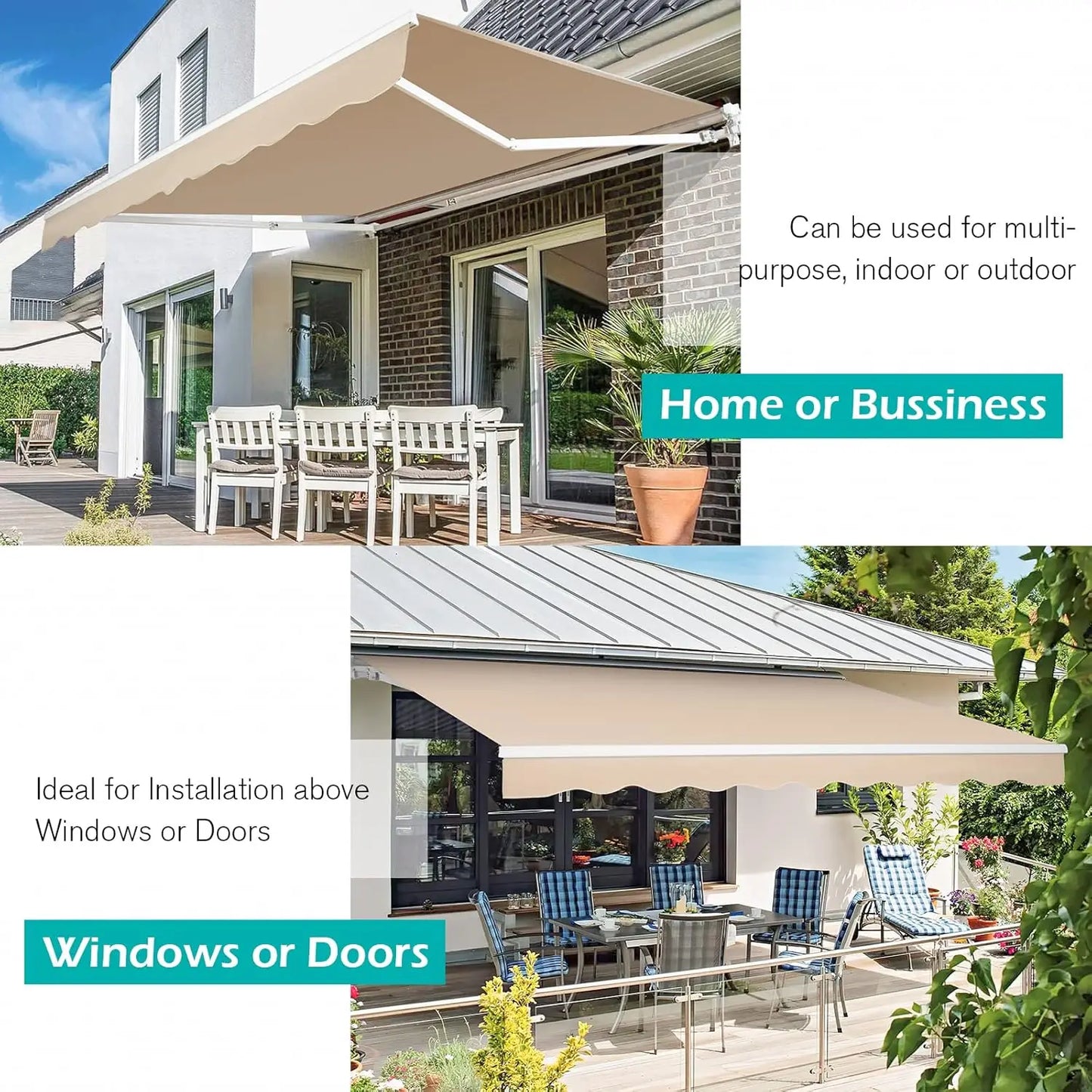 Patio Retractable Awning Sun Shade Canopy For Outdoor Use