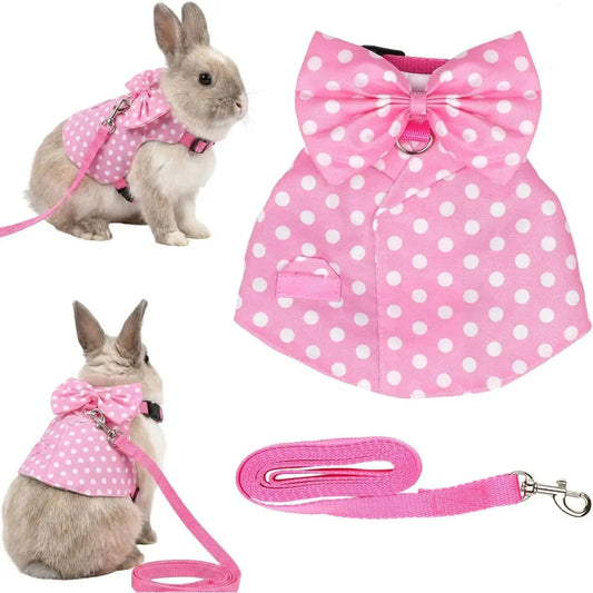 Soft Mesh Bunny Harness and Leash Set for Small Pets