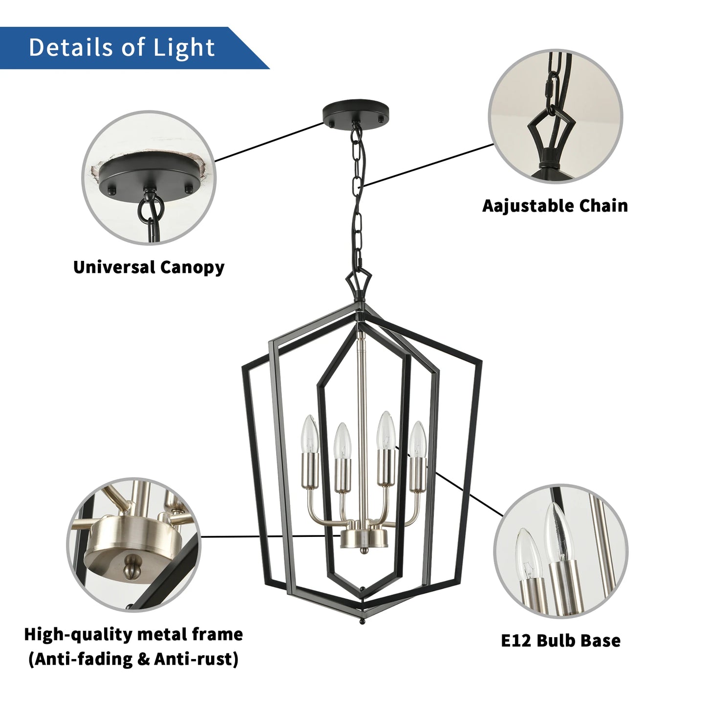 LovingC Four Light Luxury Chandeliers Farmhouse Pendant Lighting