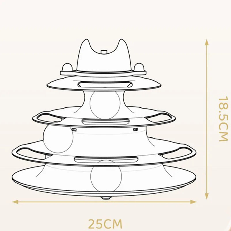 Interactive Cat Toy Tower Kitten Turntable Track Roller Balls With Feather