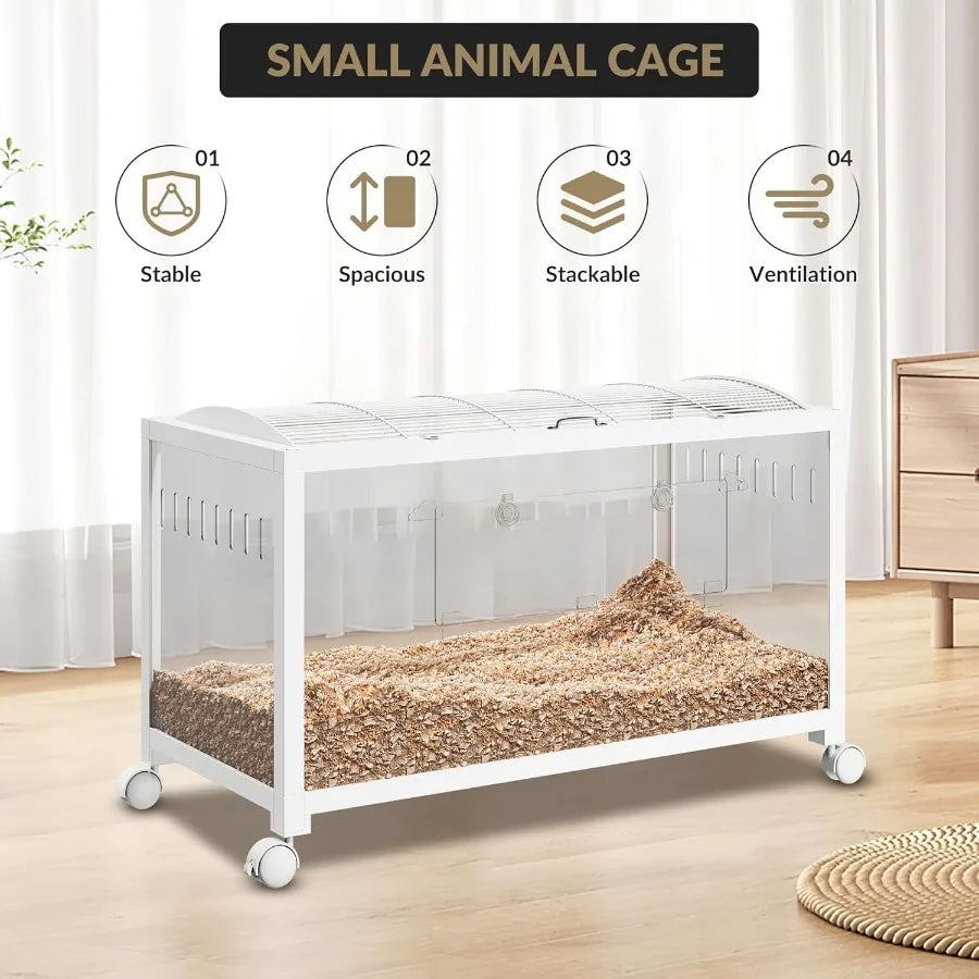 NONECN Hamster Enclosure With 360 Viewing Acrylic Sides