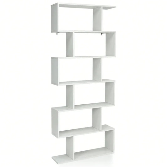 XMSJ 6 Tier S Shaped Bookshelf Storage Display Bookcase