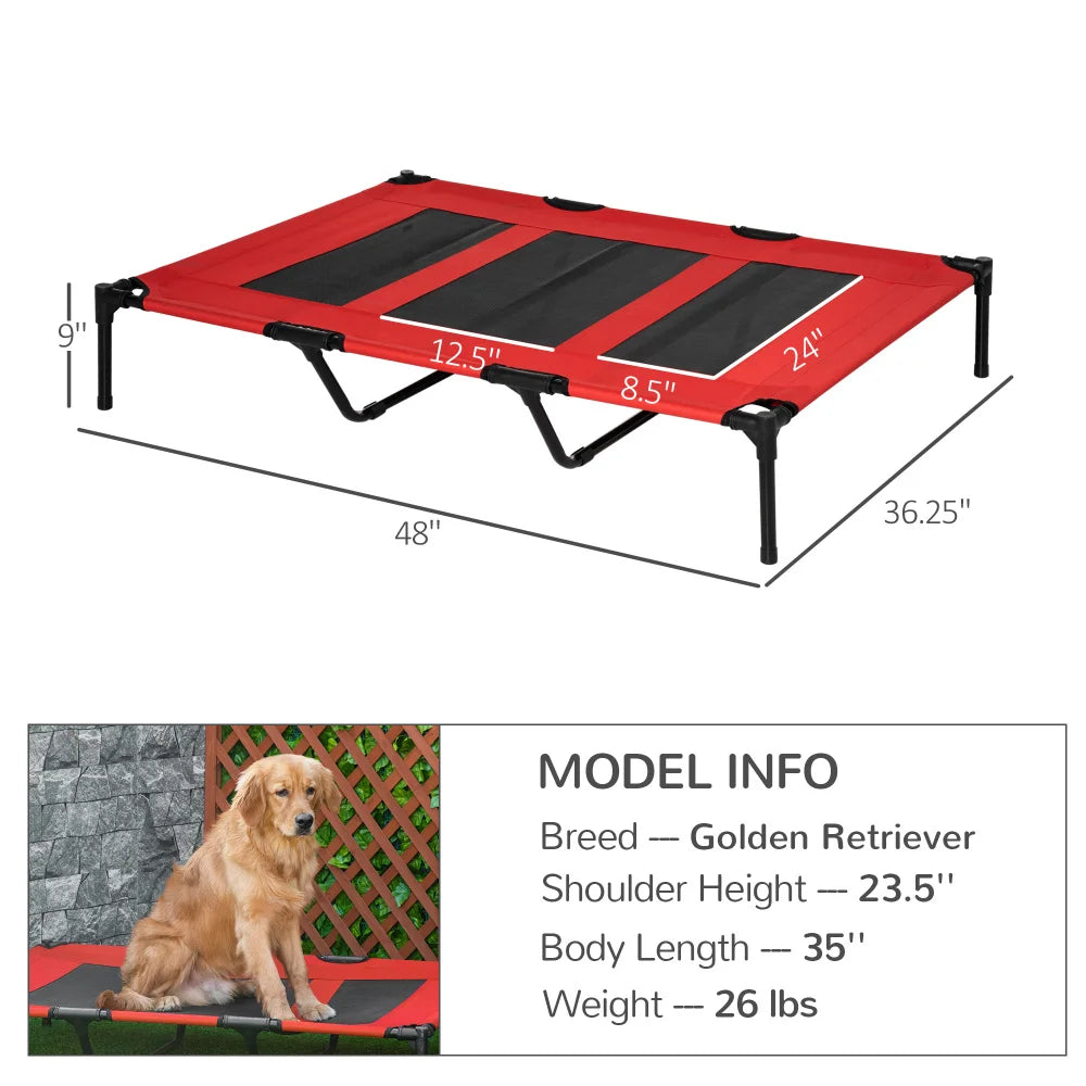 PawHut Elevated Breathable Dog Bed With Carry Bag Outdoor