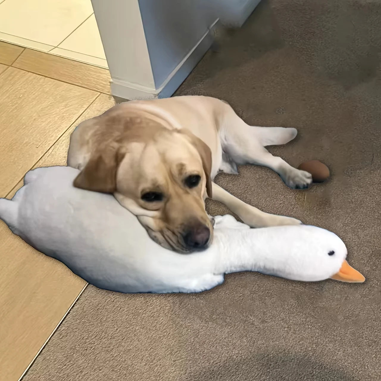 Plush Duck Dog Toy With Realistic Goose Design Chew