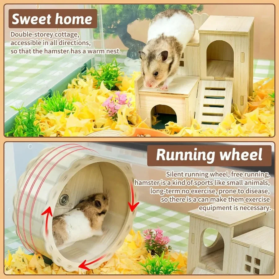 Portable Foldable Hamster Cage With Wheels Castle Habitat