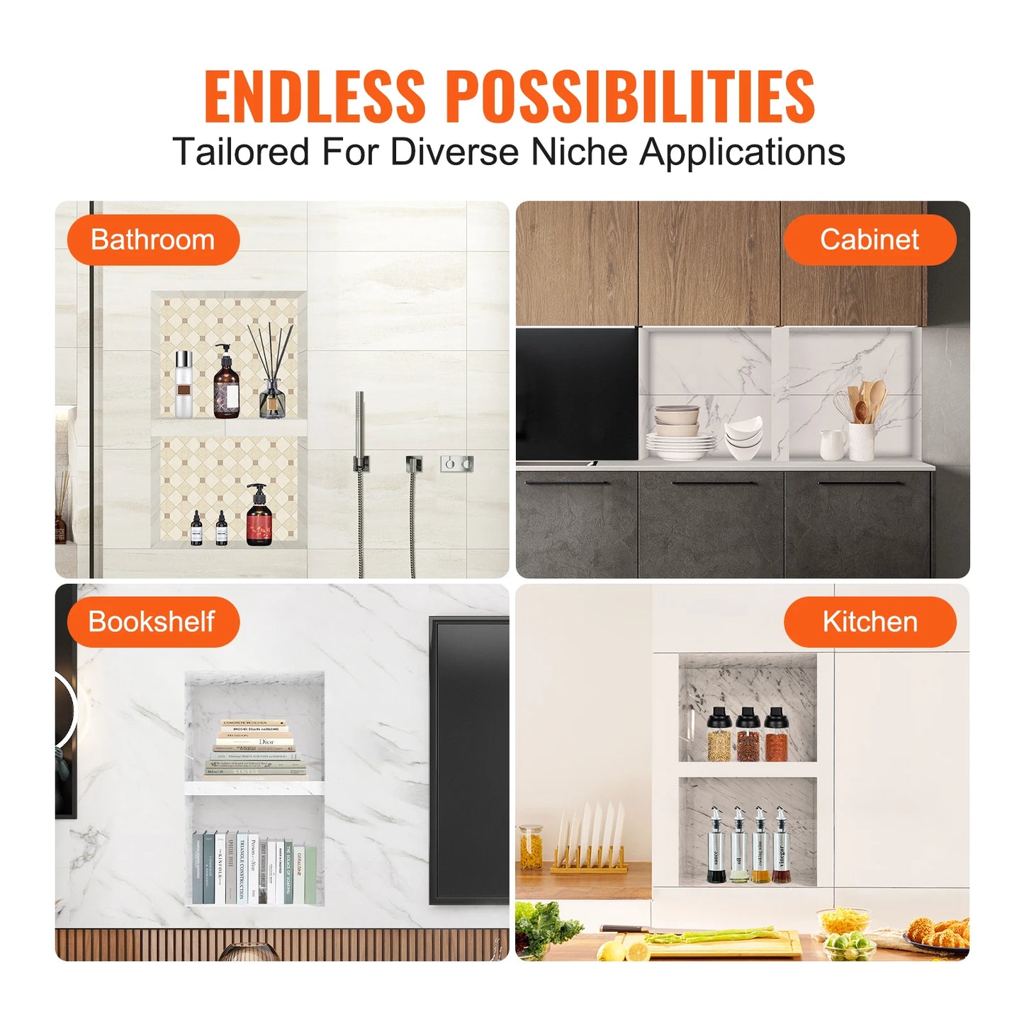 Shower Niche Organizer Shelf For Tile Recessed Corners Soap Storage