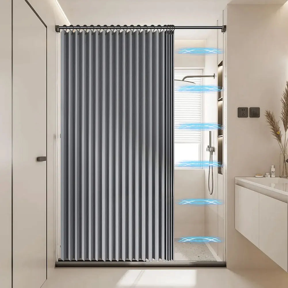 APWIKOGER Foldable Magnetic Waterproof Shower Curtain With 14 Hooks