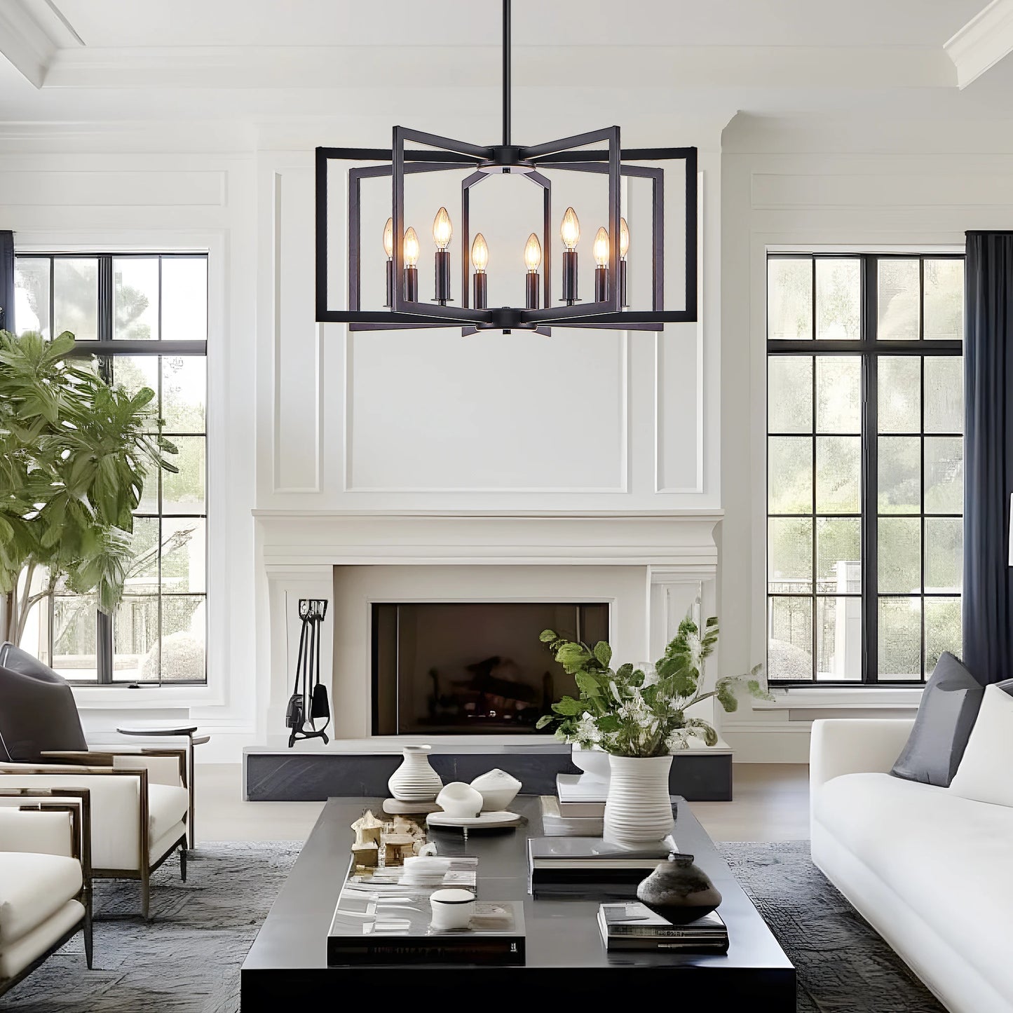 ARLGSITE Geometric Pendant Light Chandelier Industrial Metal Fixture