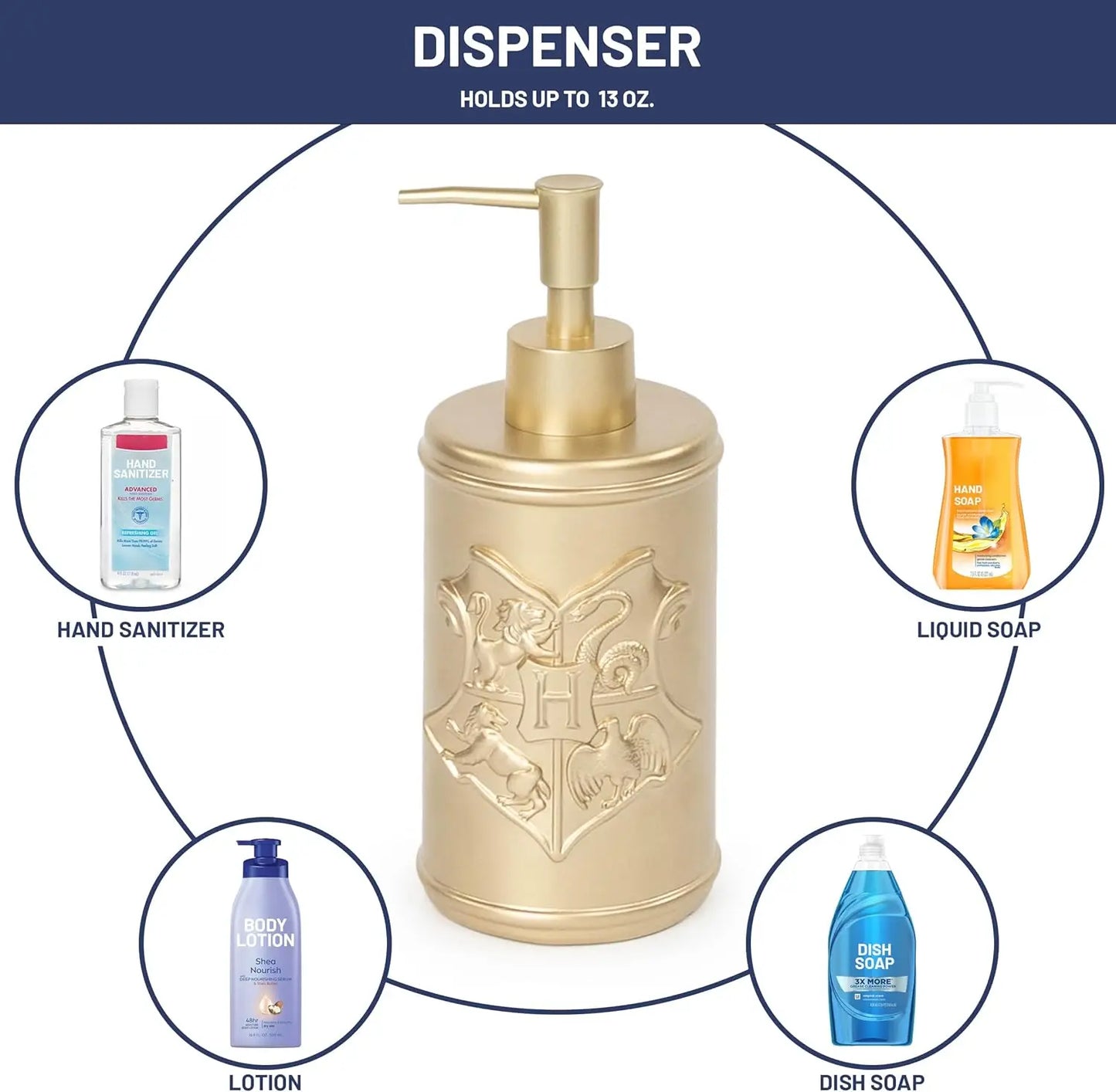 Hogwarts Crest Organizer Set 4 Piece Dispenser Dish Holder Tumbler