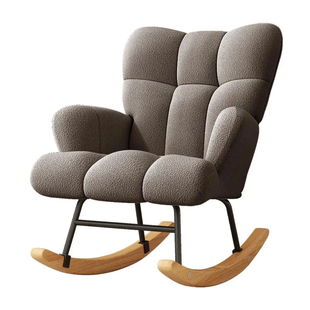Folded Rocking Chair Modern High Back Armchair With Velvet Upholstery