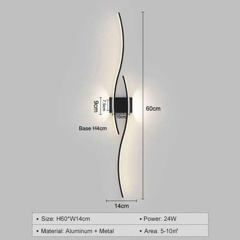 Nordic LED Wall Light Sconce For Bedroom Indoor Aluminum