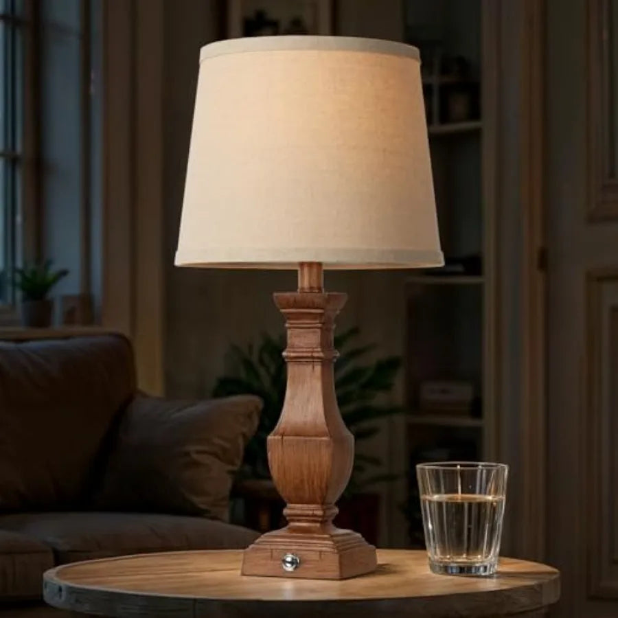Dimmable Rustic Farmhouse Table Lamps Living Room Set Of 2
