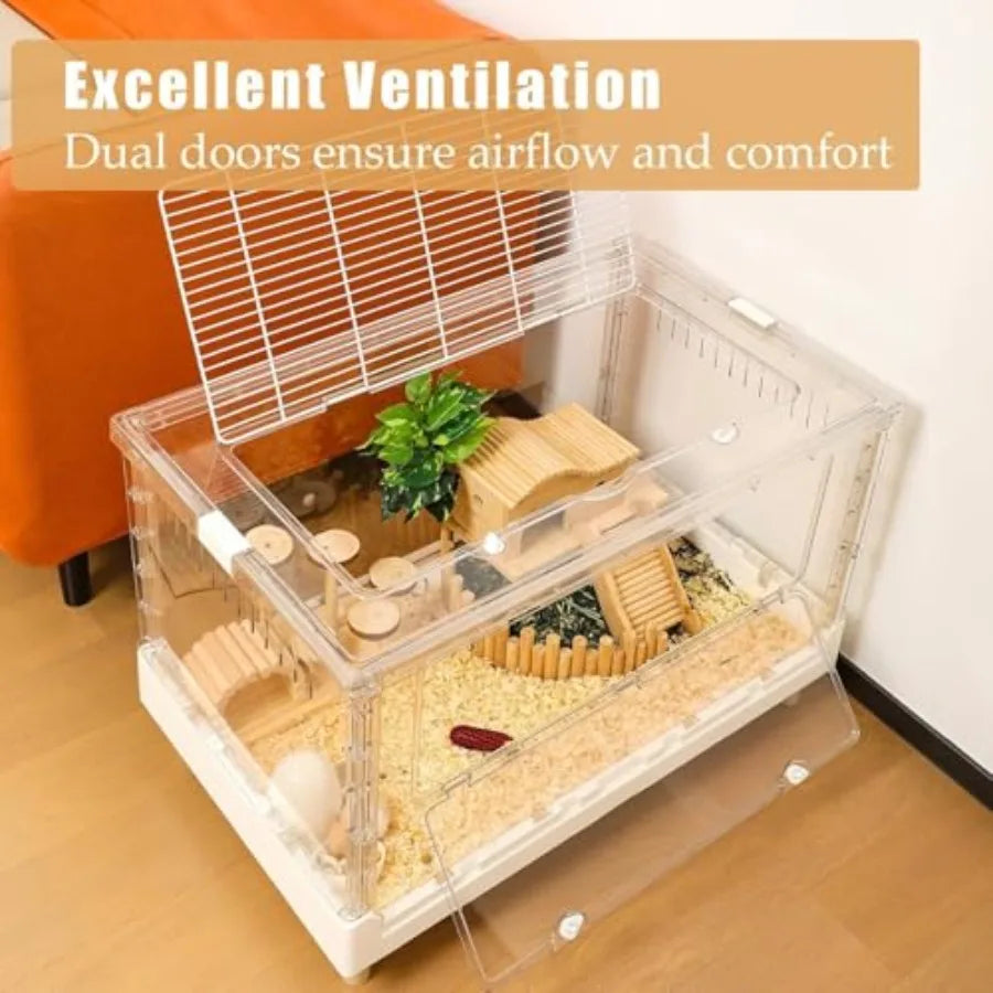 NONECN Acrylic Hamster And Guinea Pig Cage For Small Pets