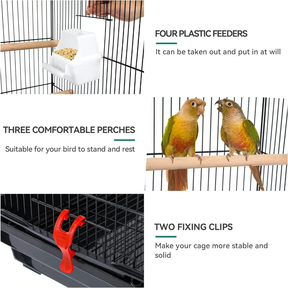Stainless Steel Bird Cage With Rolling Stand And Four Doors For Indoor Use