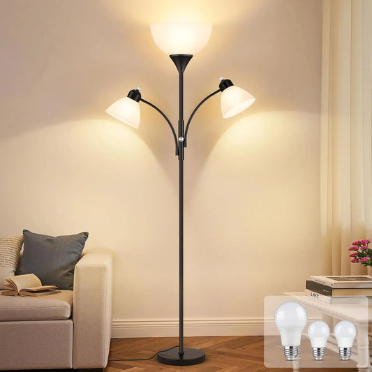Dimmable Floor Lamp With Two Reading Lights For Living Room