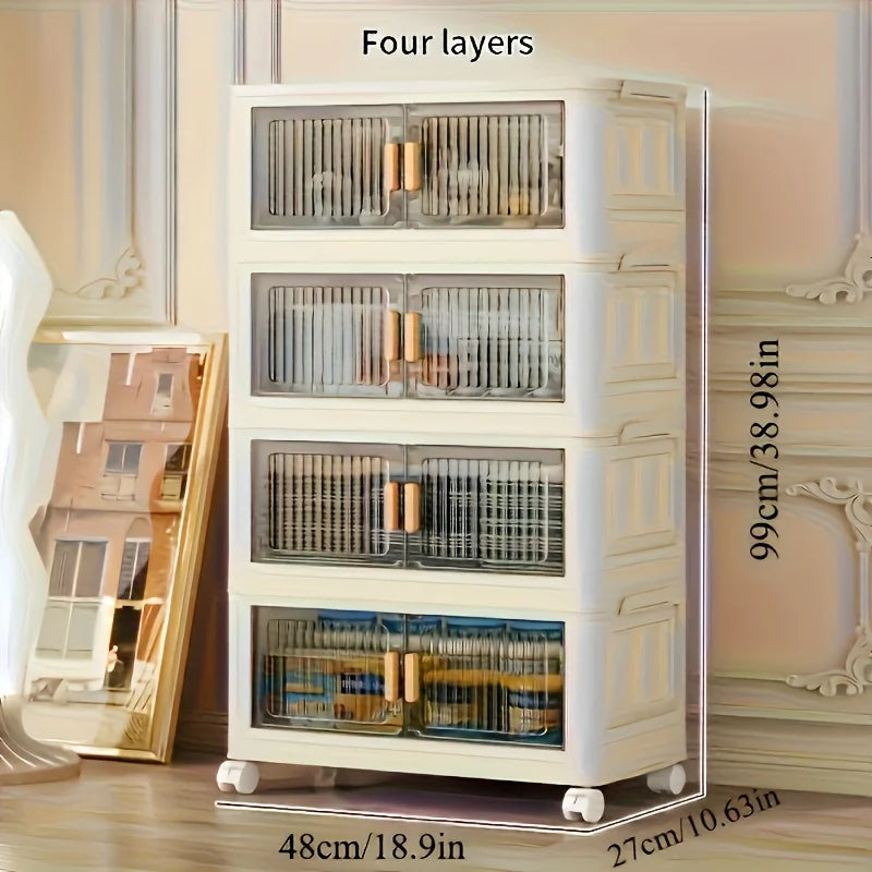 Stackable Storage Cabinet With Doors And Wheels For Practical Organization