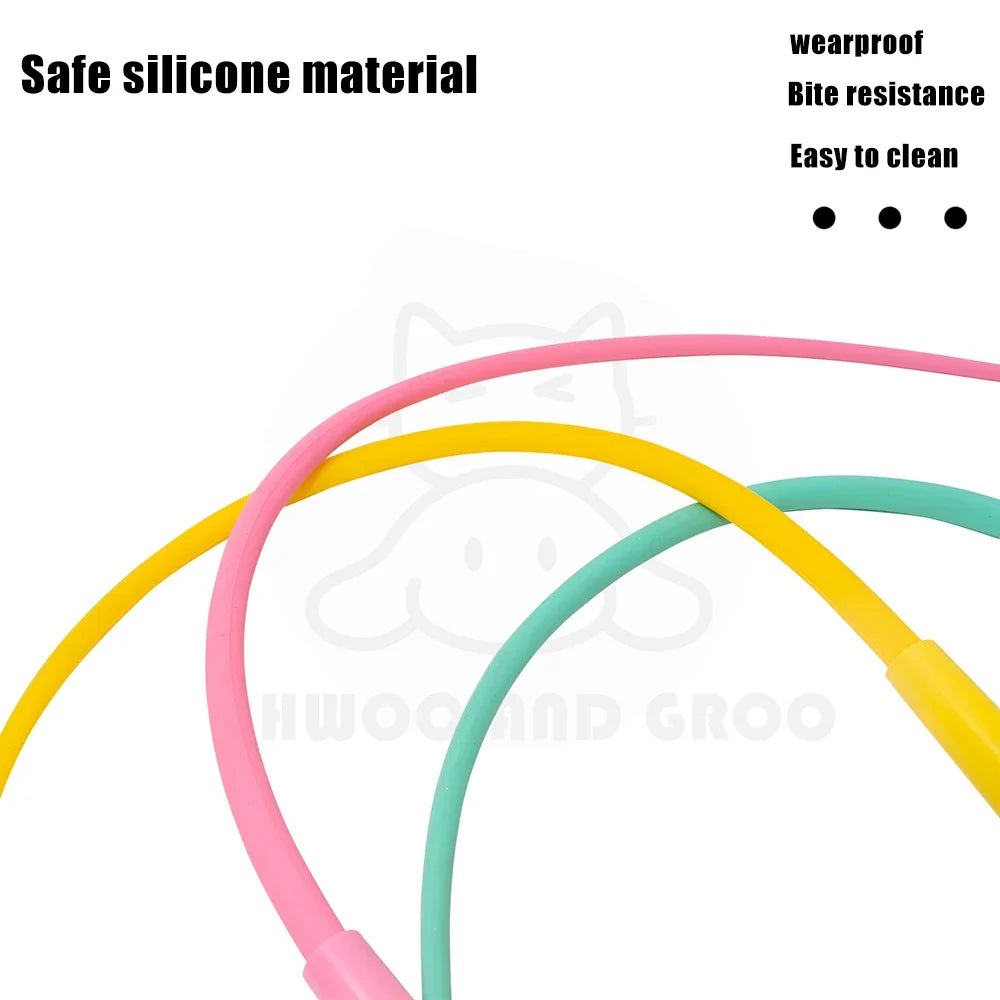 Mouse Tail Cat Toy Teaser With Bell Silicone Long Tail