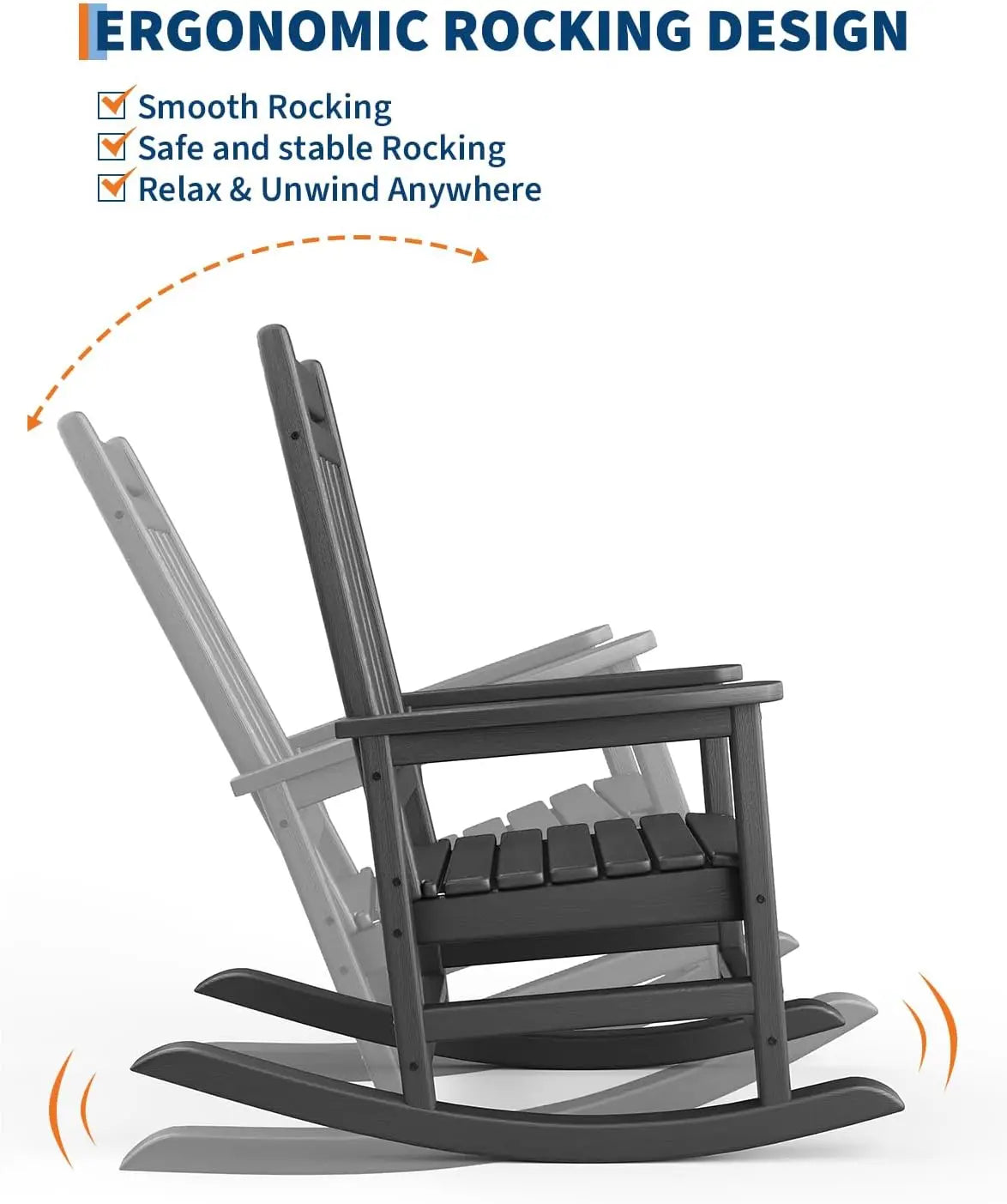 HobbyLane Outdoor Rocking Chair All-Weather HDPE Patio for Adults