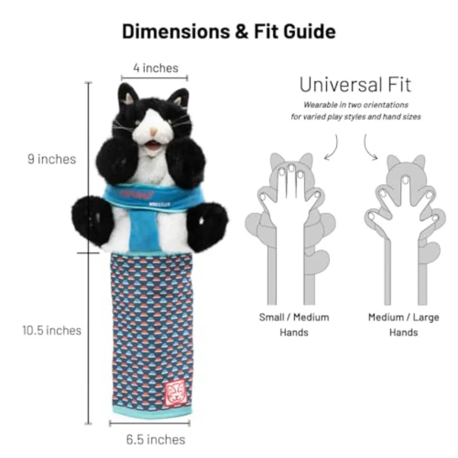 Cat Wrestling Glove Puppet With Protective Sleeve And Catnip For Playtime