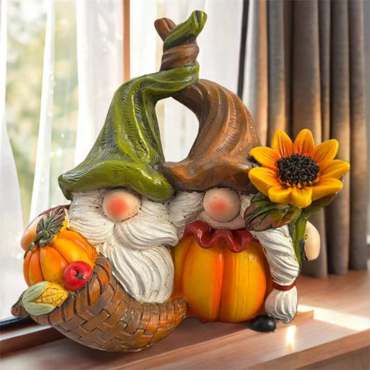 Autumn Harvest Gnome Figurines Sunflower Pumpkin Thanksgiving Decor