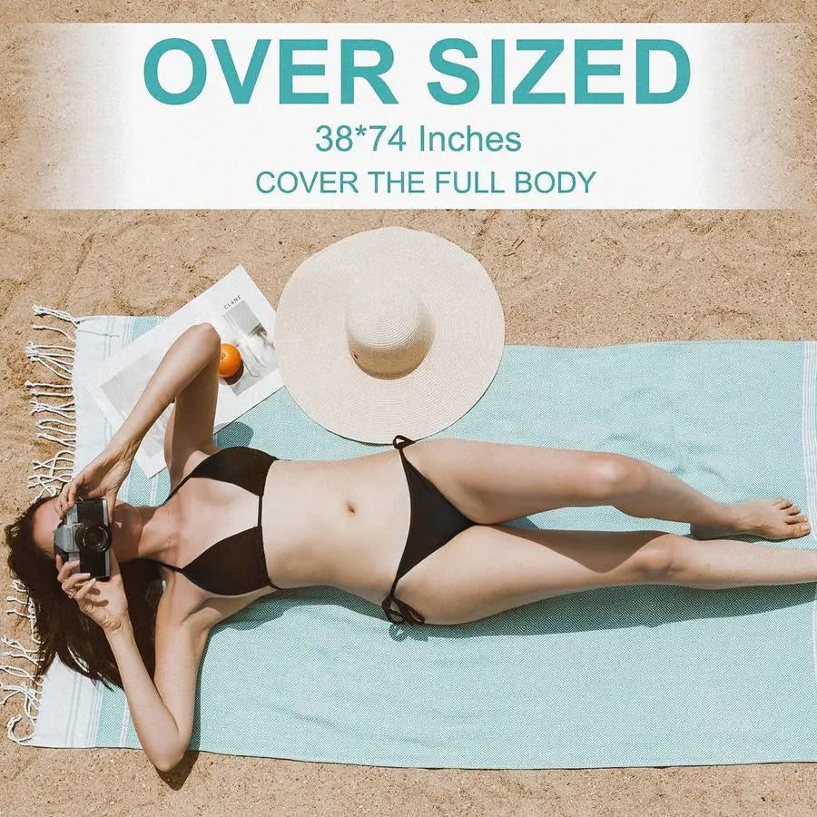 Six Pack Oversized Turkish Beach Towels Quick Dry Sand Free