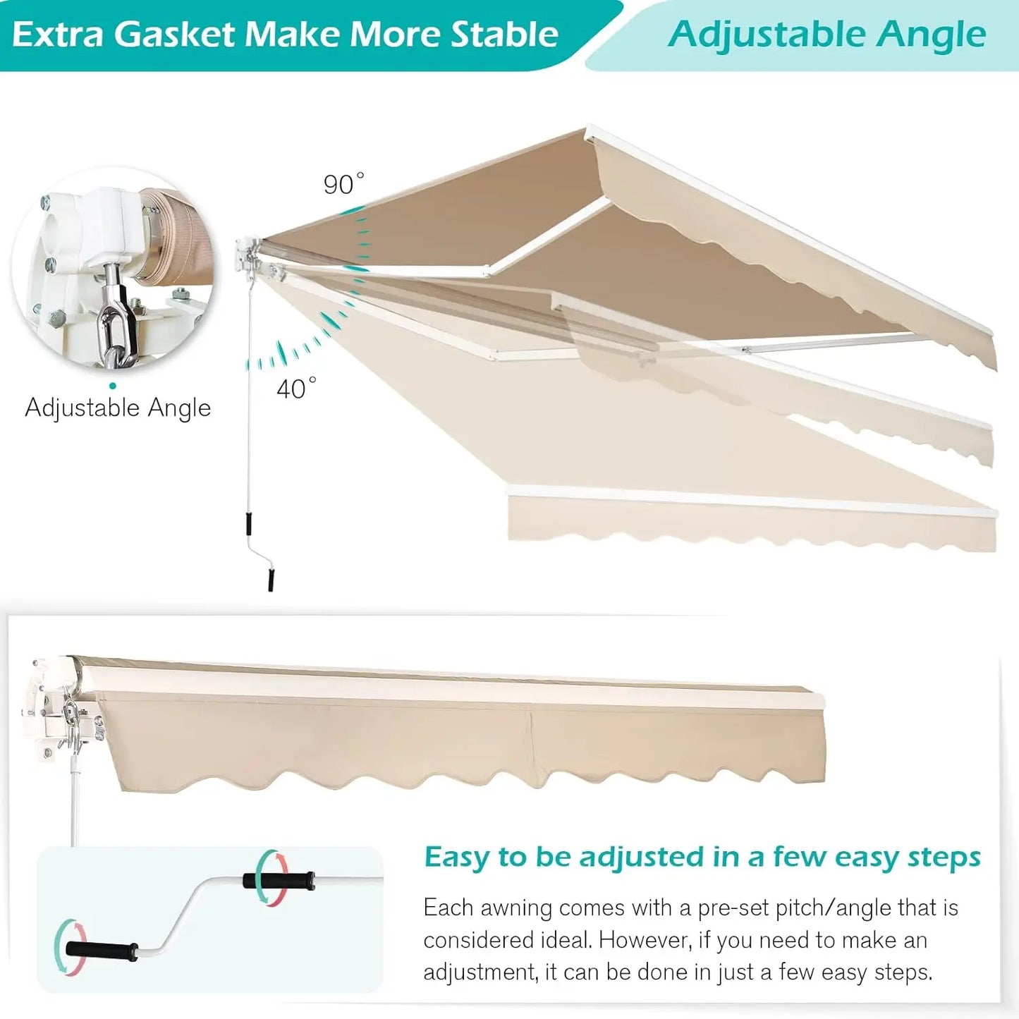 Patio Retractable Awning Sun Shade Canopy For Outdoor Use