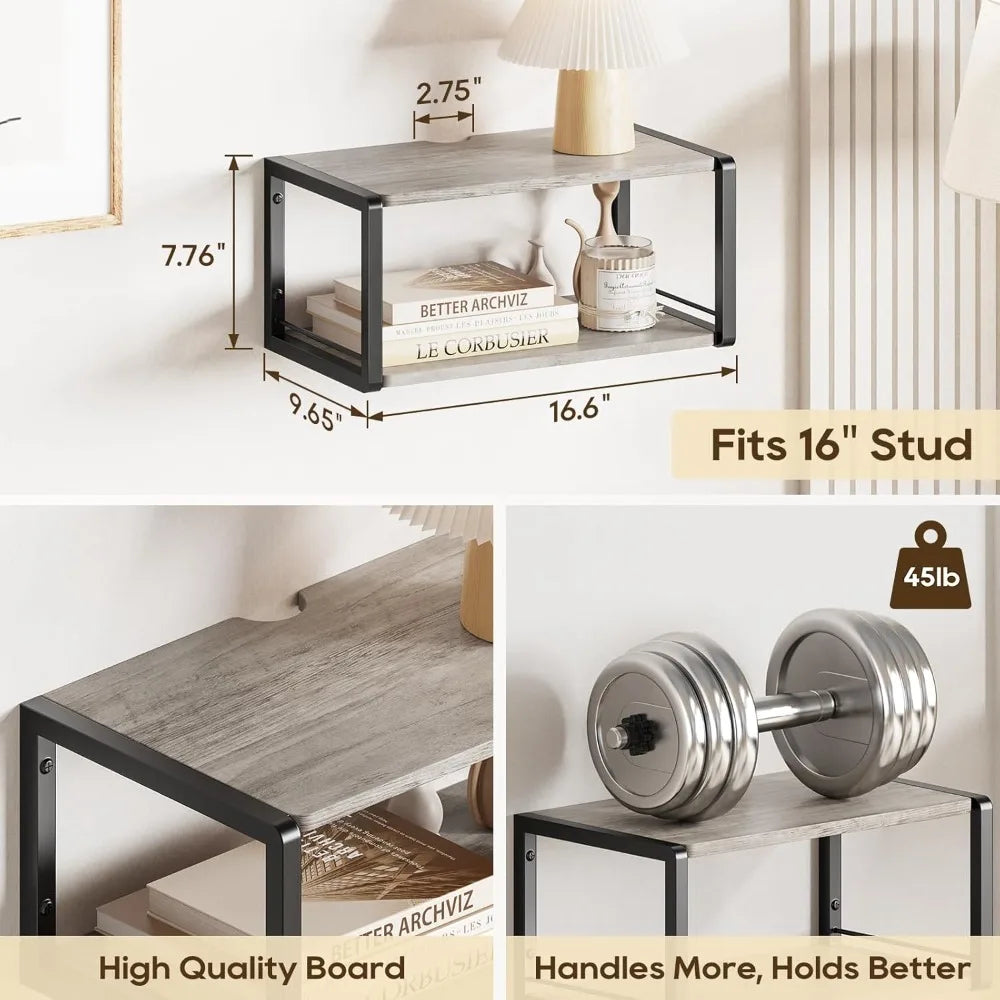 Floating Wall Mounted Nightstand With Heavy-Duty Frame Bedside Shelf