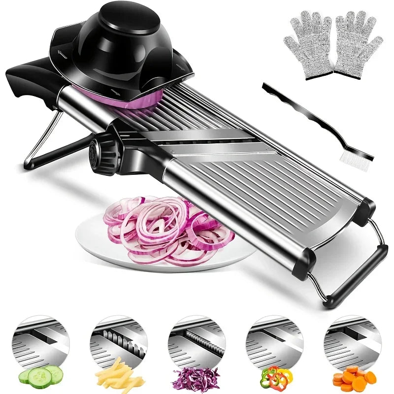 AEDG Stainless Steel Mandoline Slicer With 5 Blades Holder